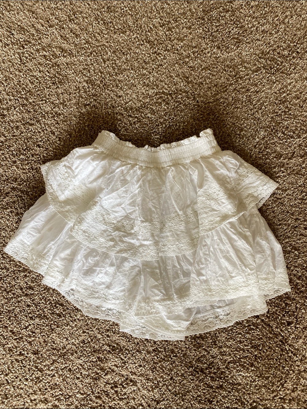 American Eagle Outfitters White Lace Tiered Skirt with Shorts